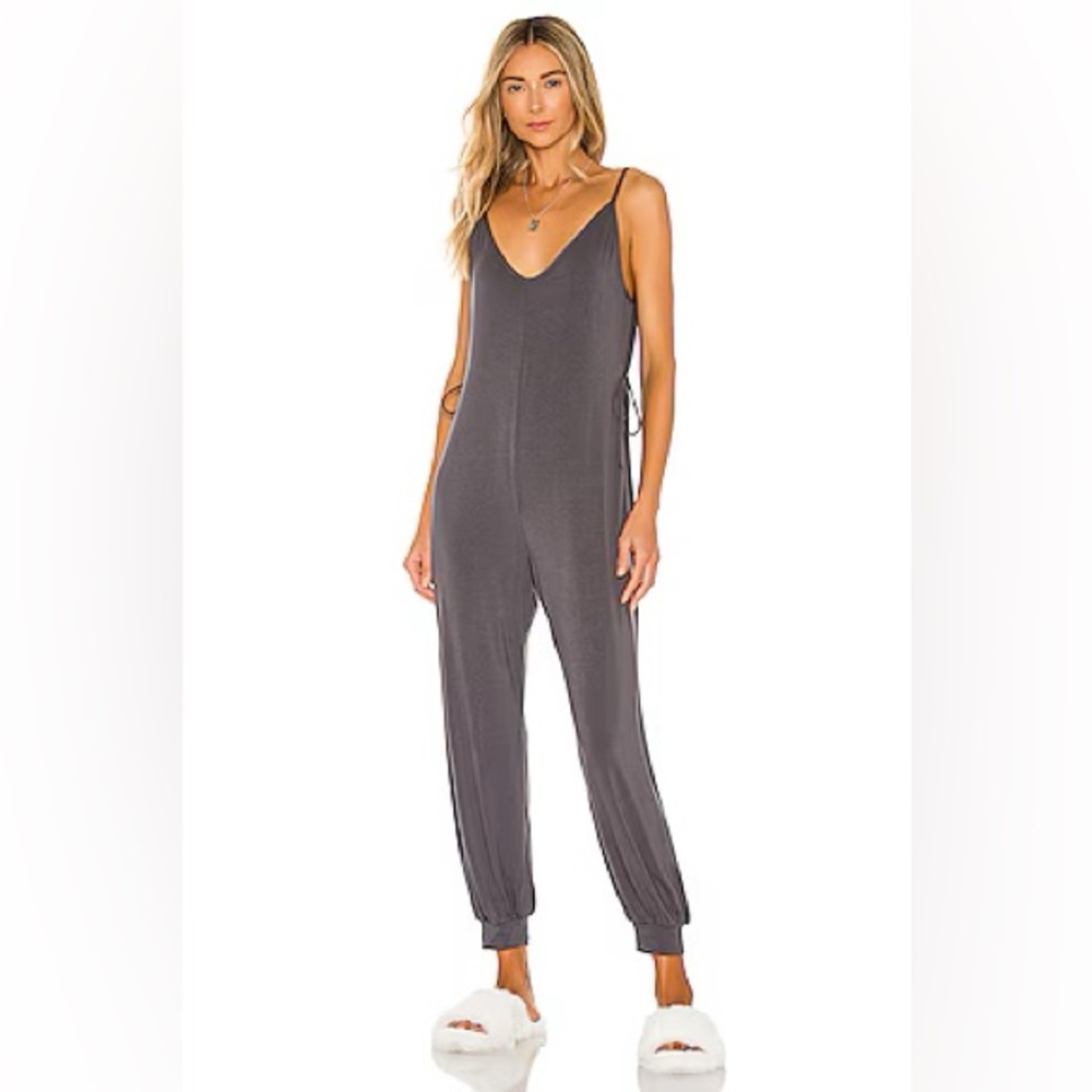 Eberjey Soft Modal Lounge Jumpsuit S Gray Comfy Pajama Romper Relaxed Fit